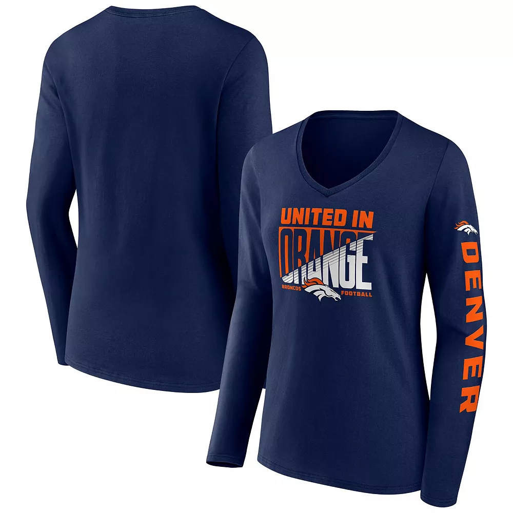 Women's Fanatics Branded Navy Denver Broncos Hometown Sweep Long Sleeve V-Neck T-Shirt 3 Women's Fanatics Branded Navy Denver Broncos Hometown Sweep Long Sleeve V-Neck T-Shirt