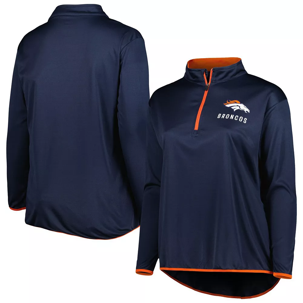 Women's Fanatics Branded Navy Denver Broncos Plus Size Worth the Drive Quarter-Zip Top 3 Women's Fanatics Branded Navy Denver Broncos Plus Size Worth the Drive Quarter-Zip Top