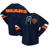 Women's Fanatics Branded Navy Chicago Bears Spirit Jersey Lace-Up V-Neck Long Sleeve T-Shirt -Fanatics Clothing Shop 6160333