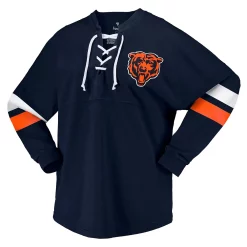 Women's Fanatics Branded Navy Chicago Bears Spirit Jersey Lace-Up V-Neck Long Sleeve T-Shirt -Fanatics Clothing Shop 6160333 ALT2