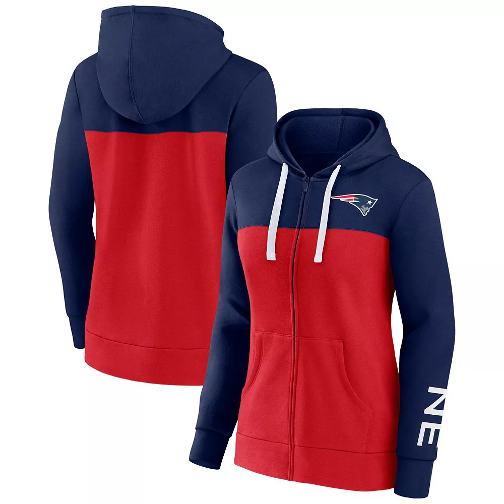 Women's Fanatics Branded Navy/Red New England Patriots Take The Field Color Block Full-Zip Hoodie 4 Women's Fanatics Branded Navy/Red New England Patriots Take The Field Color Block Full-Zip Hoodie - Image 2