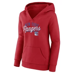 Women's Fanatics Branded Red New York Rangers Simplicity Crossover V-Neck Pullover Hoodie -Fanatics Clothing Shop 6162741 ALT2