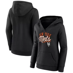 Women's Fanatics Branded Black New York Mets Simplicity Crossover V-Neck Pullover Hoodie -Fanatics Clothing Shop 6164018 ALT