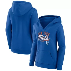 Women's Fanatics Branded Royal New York Mets Simplicity Crossover V-Neck Pullover Hoodie