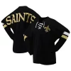 Women's Fanatics Branded Black New Orleans Saints Spirit Jersey Lace-Up V-Neck Long Sleeve T-Shirt -Fanatics Clothing Shop 6164641