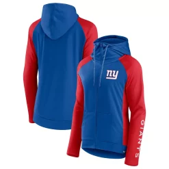 Women's Fanatics Branded Royal/Red New York Giants End Around Raglan Full-Zip Hoodie