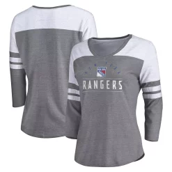 Women's Fanatics Branded Heather Gray/White New York Rangers League Leader V-Neck Tri-Blend 3/4-Sleeve T-Shirt 6 Women's Fanatics Branded Heather Gray/White New York Rangers League Leader V-Neck Tri-Blend 3/4-Sleeve T-Shirt -Fanatics Clothing Shop 6164975 ALT