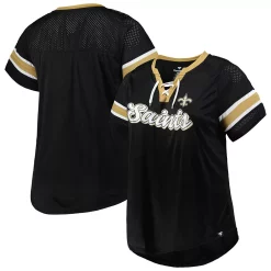 Women's Fanatics Branded Black New Orleans Saints Plus Size Original State Lace-Up T-Shirt -Fanatics Clothing Shop 6165151 ALT
