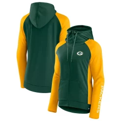 Women's Fanatics Branded Green/Gold Green Bay Packers End Around Raglan Full-Zip Hoodie