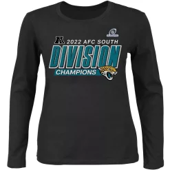 Women's Fanatics Branded Black Jacksonville Jaguars 2022 AFC South Division Champions Divide & Conquer Plus Size Long Sleeve T-Shirt