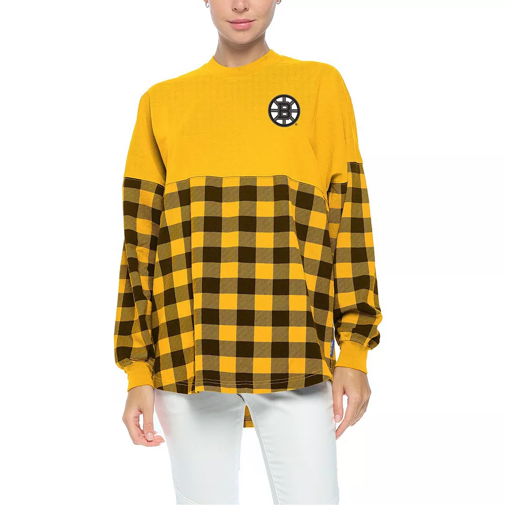 Women's Fanatics Branded Gold Boston Bruins Buffalo Check Long Sleeve T-Shirt 3 Women's Fanatics Branded Gold Boston Bruins Buffalo Check Long Sleeve T-Shirt