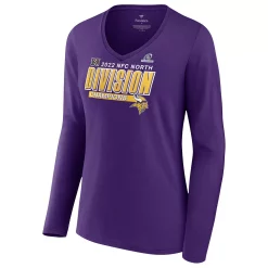 Women's Fanatics Branded Purple Minnesota Vikings 2022 NFC North Division Champions Divide & Conquer Long Sleeve V-Neck T-Shirt -Fanatics Clothing Shop 6187804 ALT2