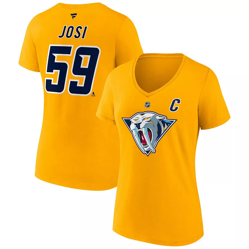 Women's Fanatics Branded Roman Josi Yellow Nashville Predators Special Edition 2.0 Name & Number V-Neck T-Shirt 3 Women's Fanatics Branded Roman Josi Yellow Nashville Predators Special Edition 2.0 Name & Number V-Neck T-Shirt