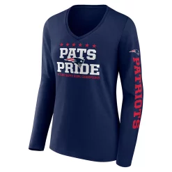 Women's Fanatics Branded Navy New England Patriots Hometown Sweep Long Sleeve V-Neck T-Shirt -Fanatics Clothing Shop 6208974 ALT2