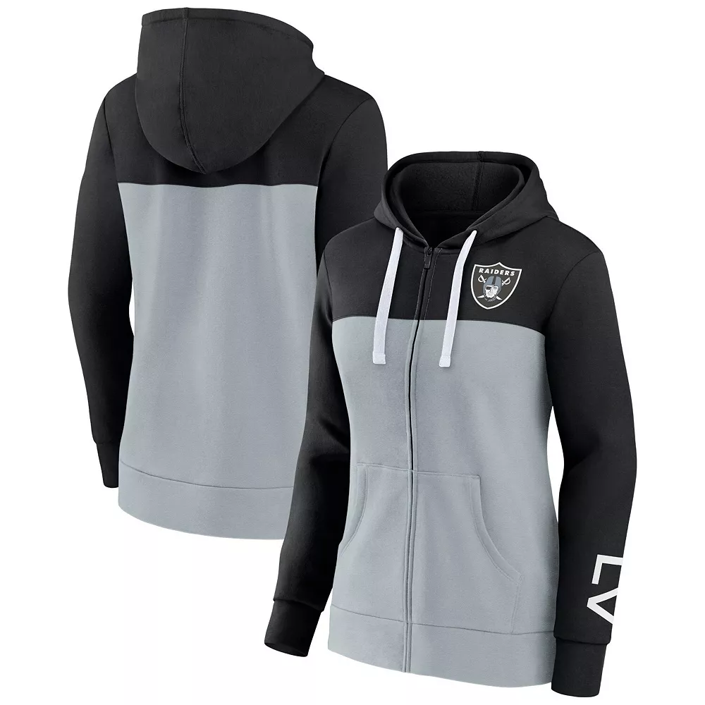 Women's Fanatics Branded Black/Silver Las Vegas Raiders Take The Field Color Block Full-Zip Hoodie 3 Women's Fanatics Branded Black/Silver Las Vegas Raiders Take The Field Color Block Full-Zip Hoodie