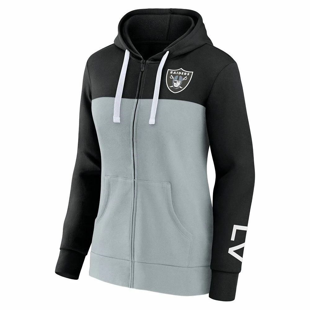 Women's Fanatics Branded Black/Silver Las Vegas Raiders Take The Field Color Block Full-Zip Hoodie 5 Women's Fanatics Branded Black/Silver Las Vegas Raiders Take The Field Color Block Full-Zip Hoodie - Image 3