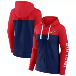 Women's Fanatics Branded Red/Navy St. Louis Cardinals Take The Field Colorblocked Hoodie Full-Zip Jacket