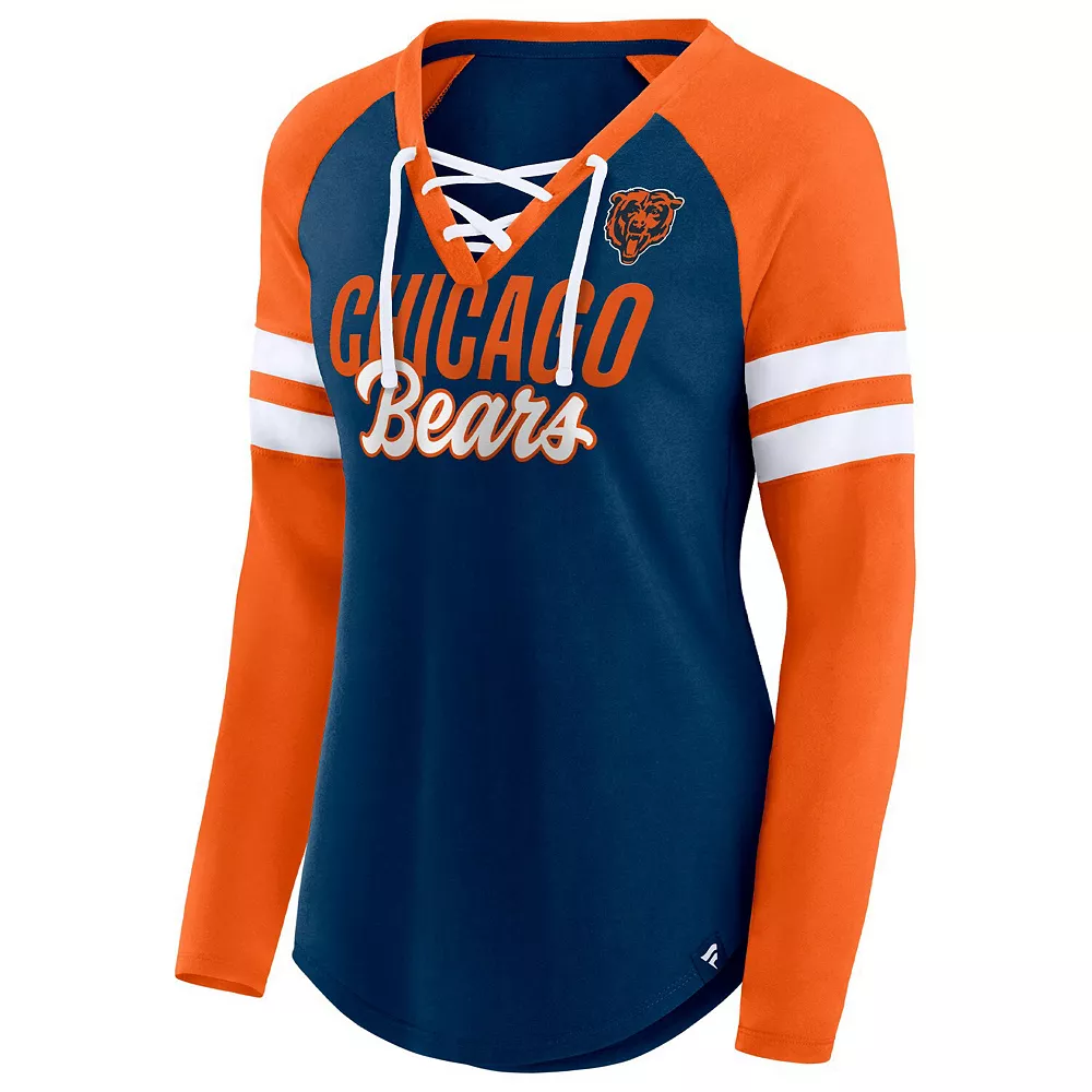 Women's Fanatics Branded Navy/Orange Chicago Bears True to Form Raglan Lace-Up V-Neck Long Sleeve T-Shirt 5 Women's Fanatics Branded Navy/Orange Chicago Bears True to Form Raglan Lace-Up V-Neck Long Sleeve T-Shirt - Image 3