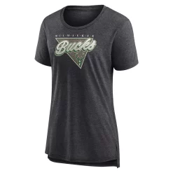 Women's Fanatics Branded Heathered Charcoal Milwaukee Bucks True Classics Tri-Blend T-Shirt -Fanatics Clothing Shop 6220880 ALT2