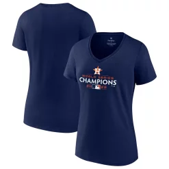 Women's Fanatics Branded Navy Houston Astros 2022 World Series Champions Champions Logo V-Neck T-Shirt